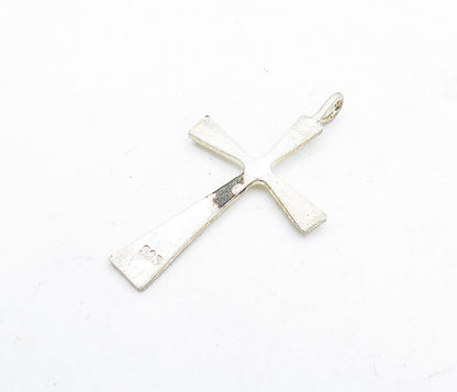 925 Sterling Silver  Vintage Petite Etched Religious Cross Drop Pendant PT3929