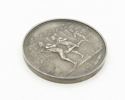 JAMES FENTON ENGLAND 925 Silver  Vintage Antique Athletic Medallion  TR1756