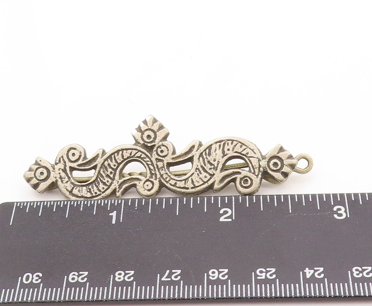 925 Sterling Silver Vintage Hair Clip Swirly Carved Floral Design  TR3805