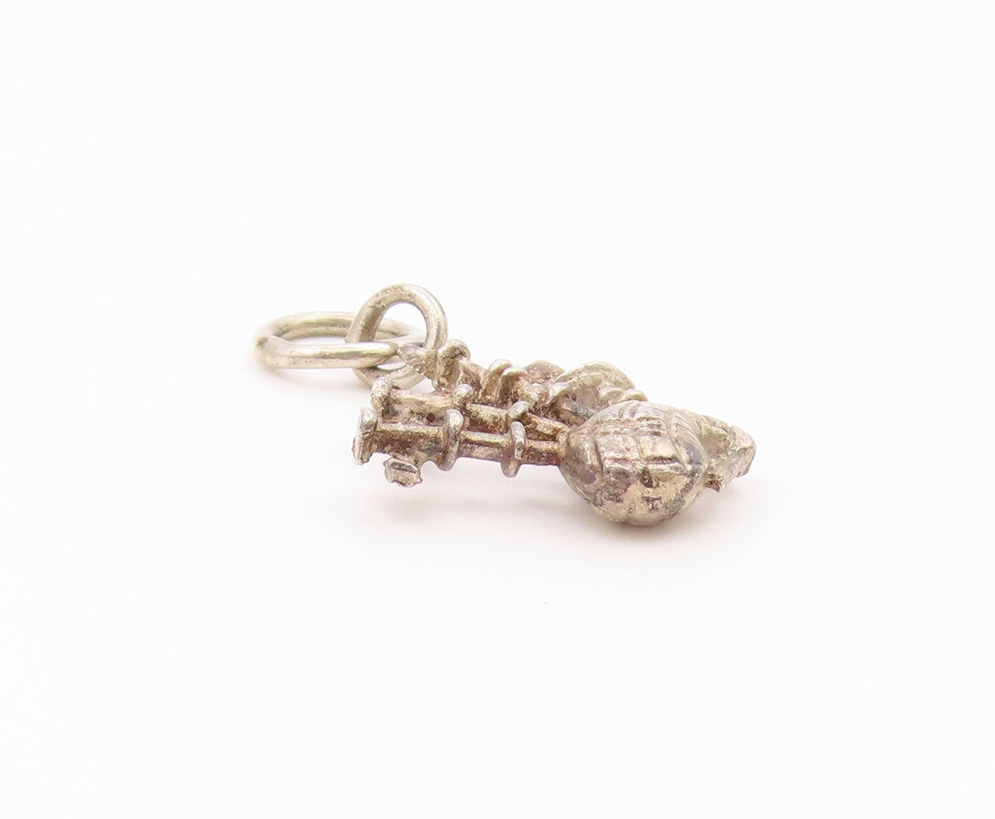925 Sterling Silver  Vintage Shiny Petite Bag Pipe Instrument Pendant  PT16524