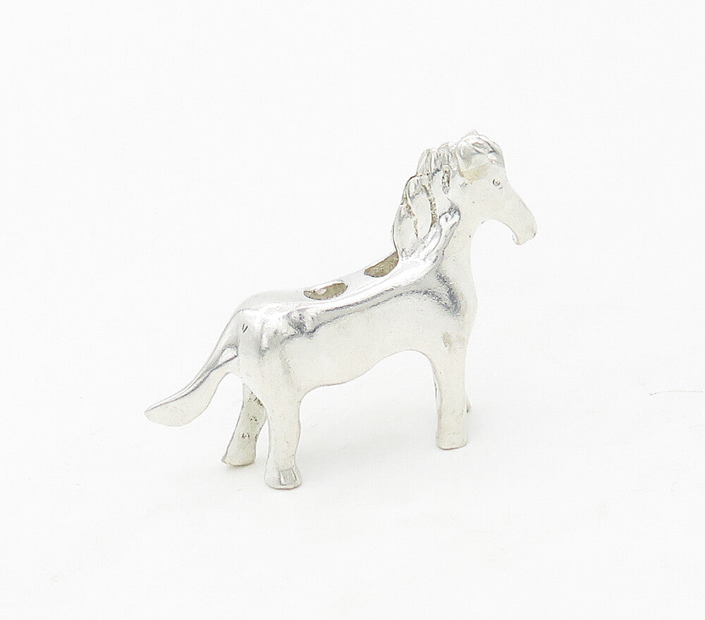 925 Sterling Silver  Vintage Shiny Polished Horse Motif Pendant  PT13457