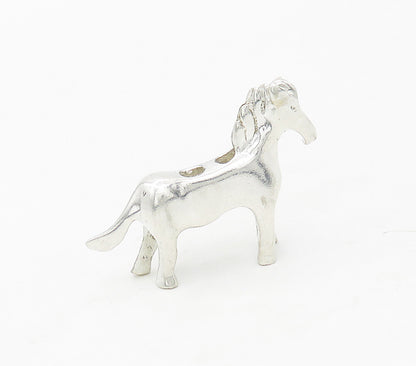 925 Sterling Silver  Vintage Shiny Polished Horse Motif Pendant  PT13457