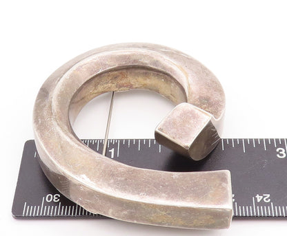 925 Sterling Silver Vintage Brooch Pin MEXICO Solid Large Open Loop  BP11147