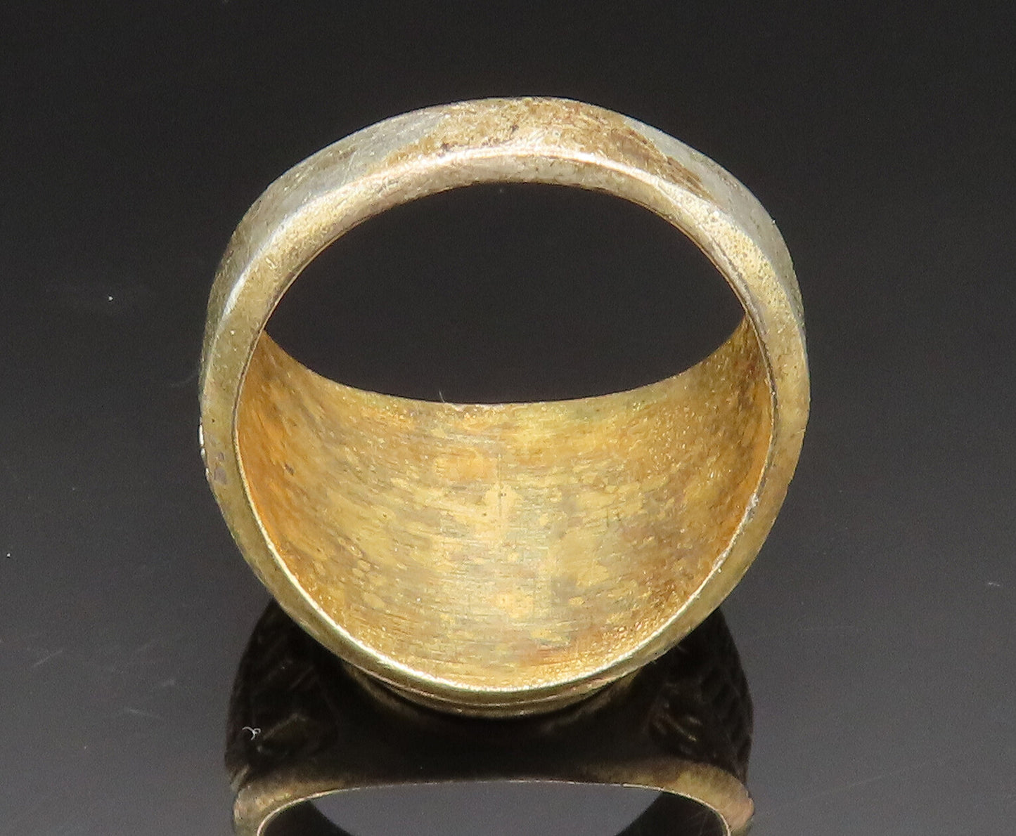 925 Sterling Silver  Vintage Genuine Diamond Handyman Signet Ring Sz 11  RG24599