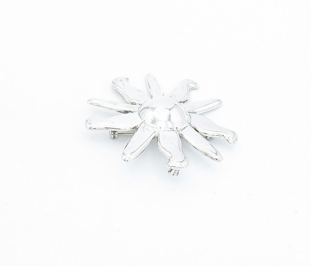 925 Sterling Silver  Vintage Shiny Polished Shining Sun Brooch Pin  BP1614