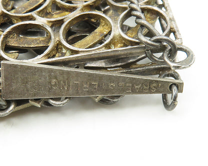ISRAEL 925 Sterling Silver  Vintage Dark Tone Twist Bar Chain Necklace  NE2807