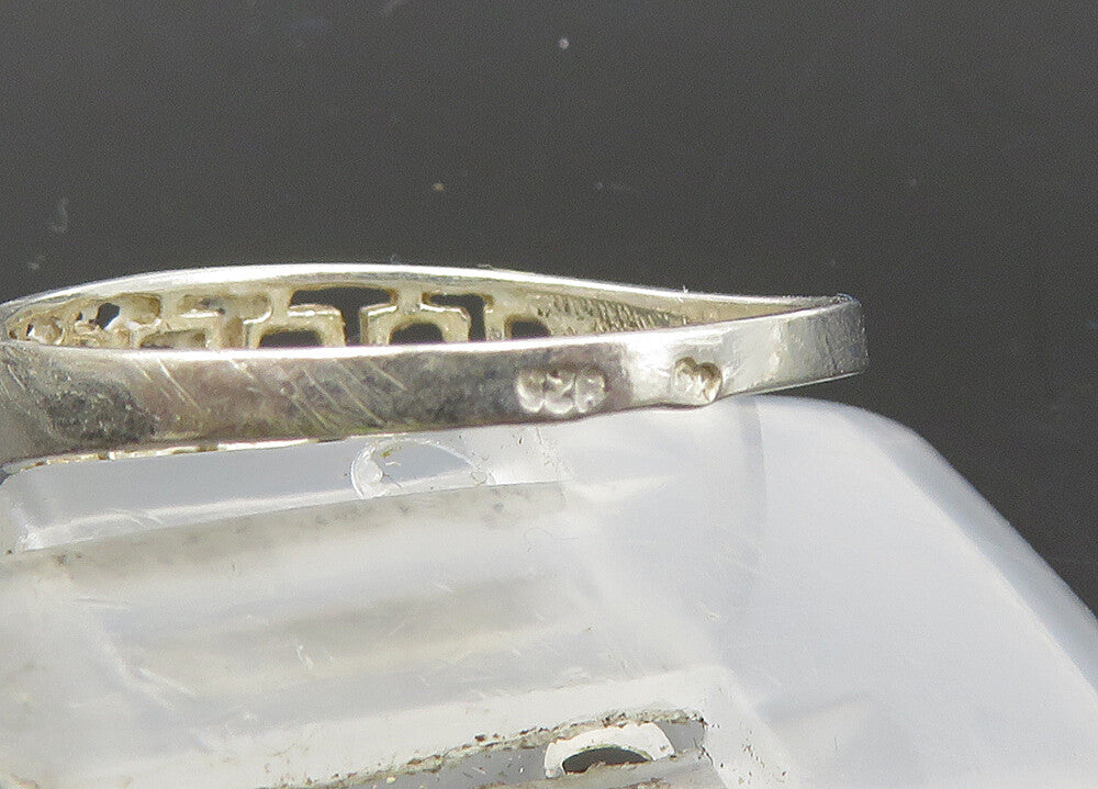 925 Sterling Silver  Vintage Shiny Greek Key Dome Band Ring Sz 8.5  RG21768