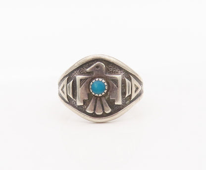 925 Sterling Silver Vintage Ring NAVAJO Carved Lazuli Tribal Bird Sz 7  RG27780