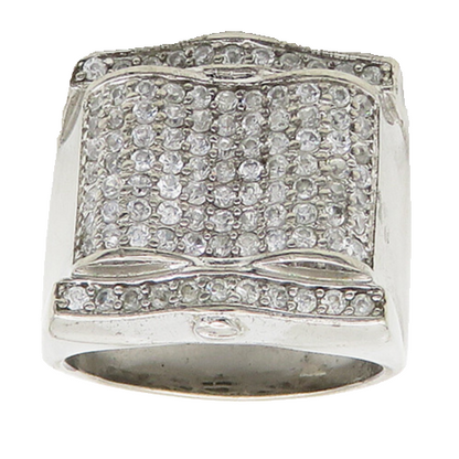 925 Sterling Silver  Vintage Cubic Zirconia Encrusted Band Ring Sz 10  RG19698