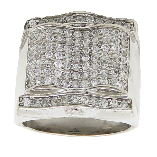 925 Sterling Silver  Vintage Cubic Zirconia Encrusted Band Ring Sz 10  RG19698