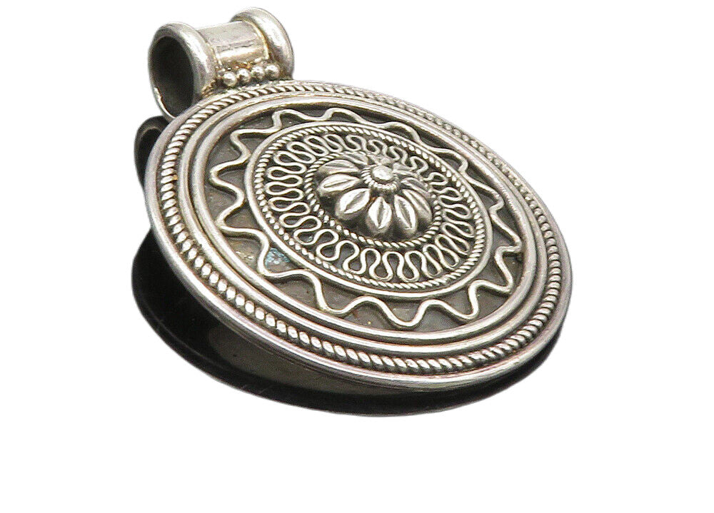 DOUG PAULUS 925 Sterling Silver  Vintage Shiny Floral Swirl Pendant  PT7778
