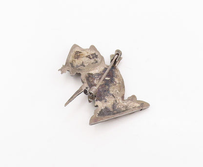 925 Sterling Silver Vintage Brooch Pin Antique Hummel Boy & Girl Figure  BP12242