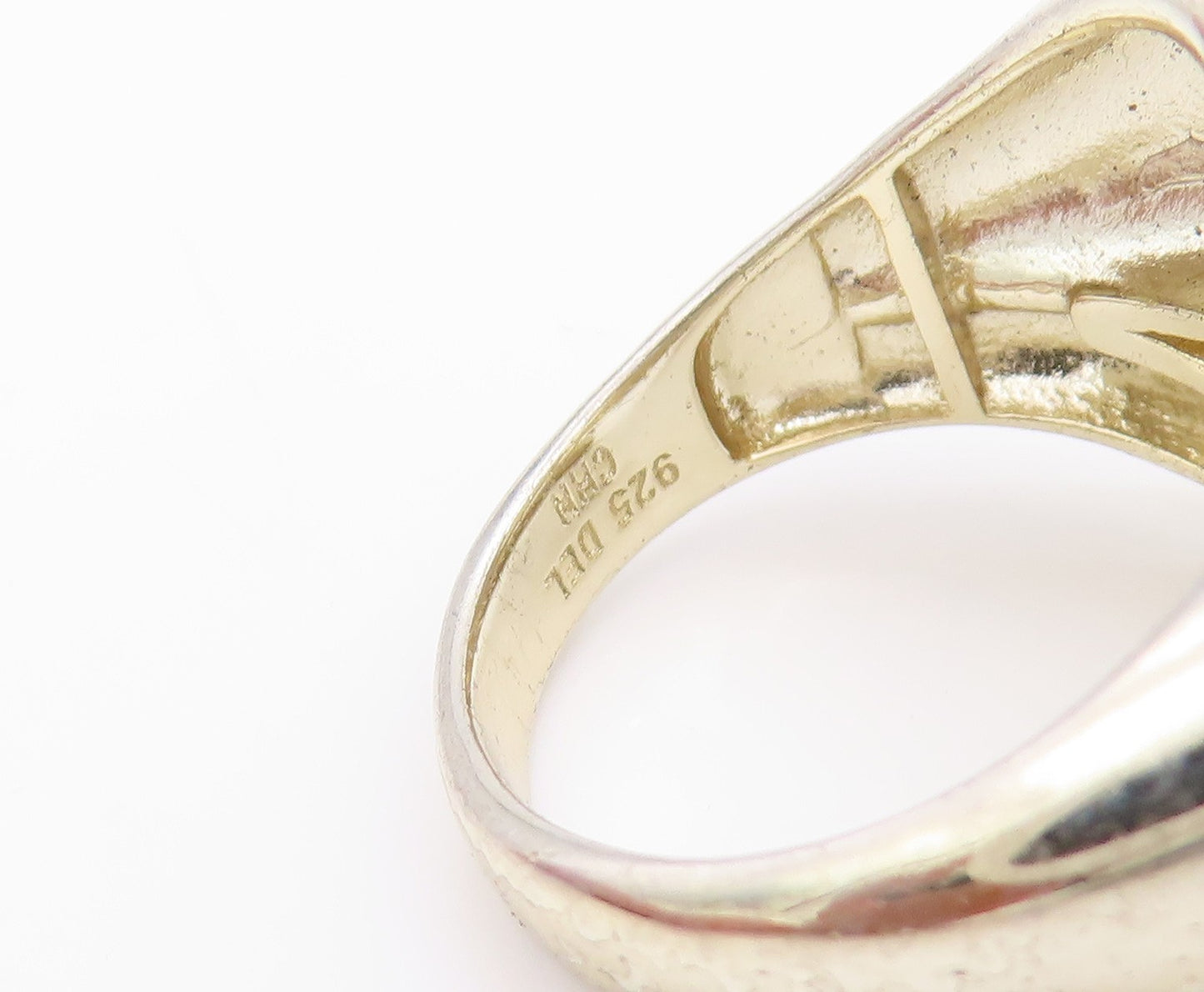 925 Sterling Silver Vintage Ring Brutalist Cutout CZ Ring  Sz 5.5  RG33313