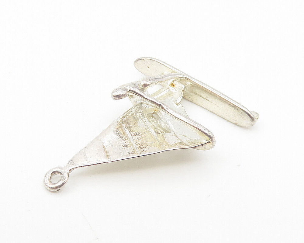 925 Sterling Silver  Vintage Shiny Petite Sail Boat Motif Drop Pendant  PT9041