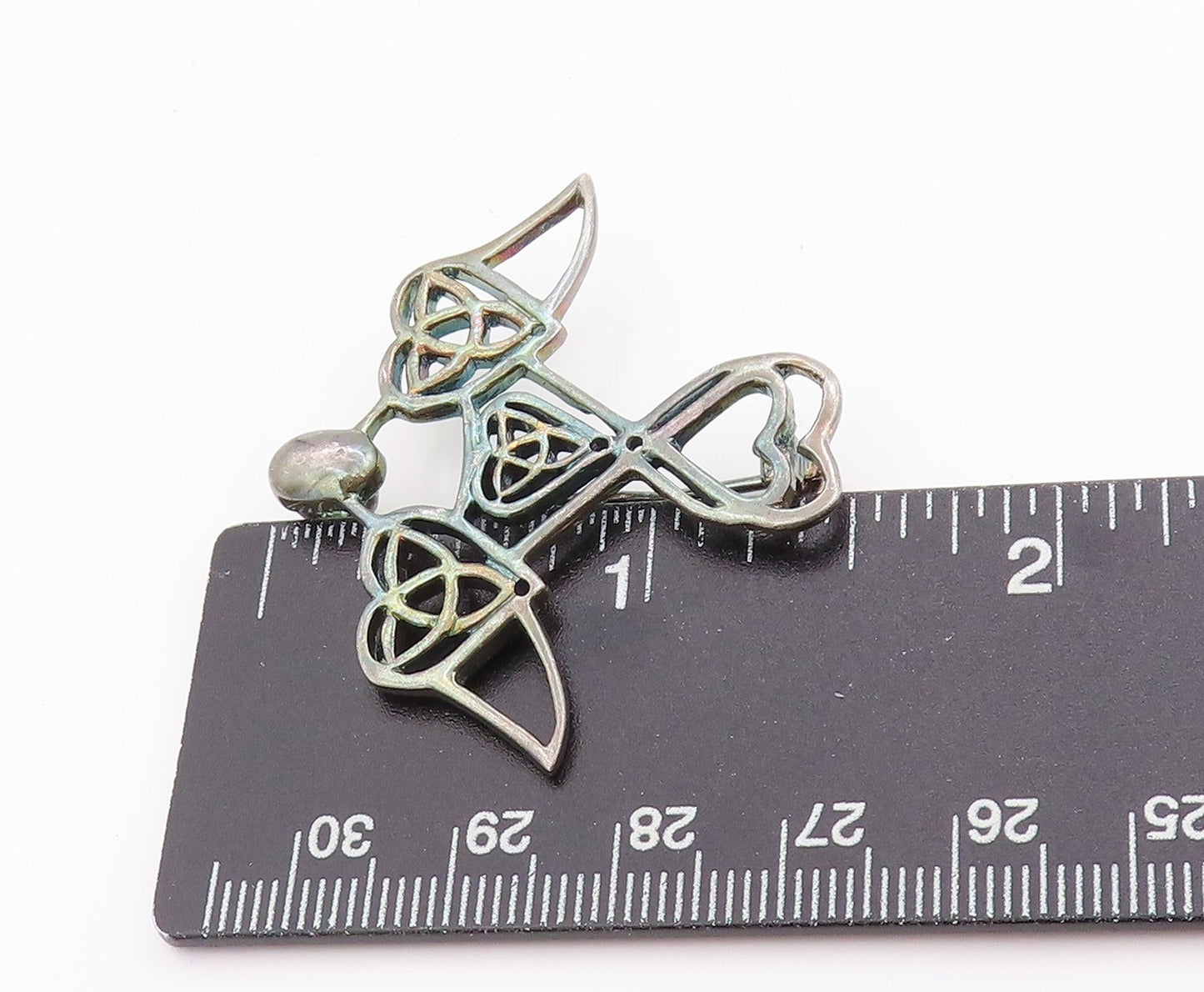 925 Sterling Silver Vintage Brooch Guardian Angel Celtic Knot Cut Out  BP11834