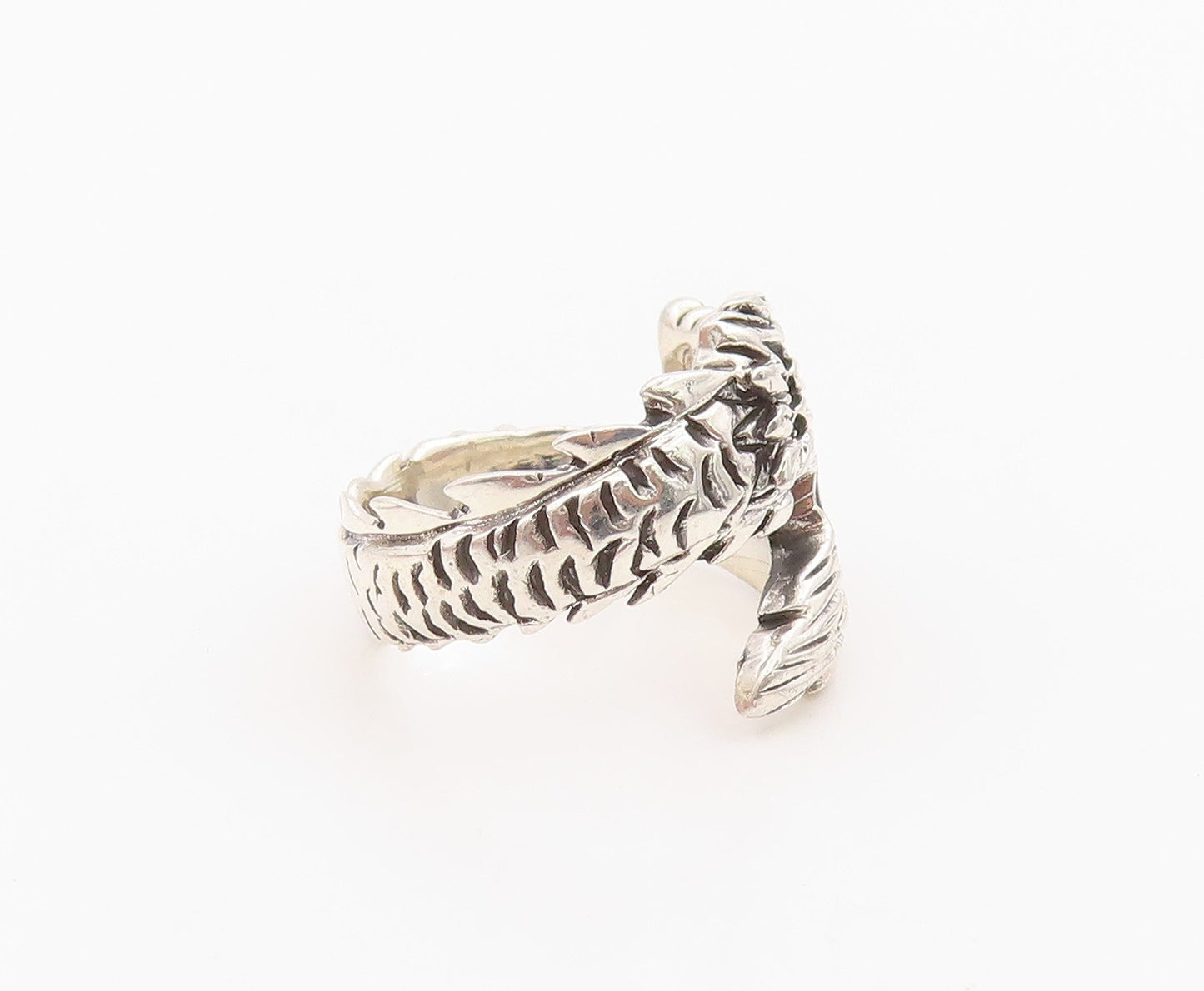 925 Sterling Silver Vintage Ring Modernist Chinese Dragon Wrap  Sz 5.5  RG36298