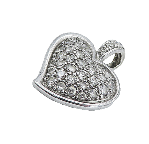 ROSS SIMON 925 Sterling Silver  Cubic Zirconia Love Heart Dome Pendant  PT6176