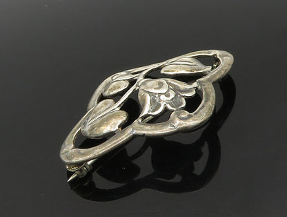925 Sterling Silver  Vintage Antique Floral Vine Motif Brooch Pin  BP9284