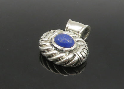 925 Sterling Silver  Vintage Cabochon Lapis Lazuli Oval Swirl Pendant  PT19327