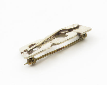 925 Sterling Silver  Vintage 100 Hockey Stick Sports Brooch Pin  BP5301