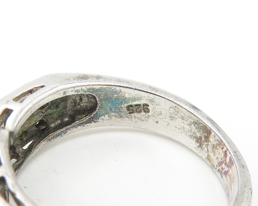 925 Sterling Silver  Cubic Zirconia Bypass Design Band Ring Sz 7  RG11163