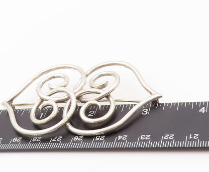 925 Sterling Silver Vintage Brooch Large Artisan Made Design Cutout BP11598