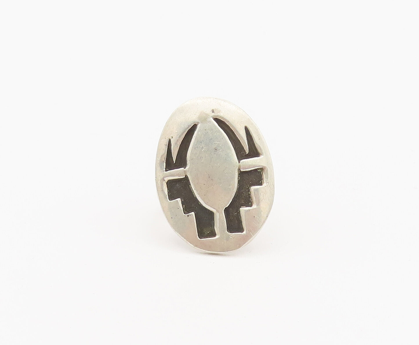 925 Sterling Silver Vintage Ring Antique Symmetric Carved Sz 8  RG27929