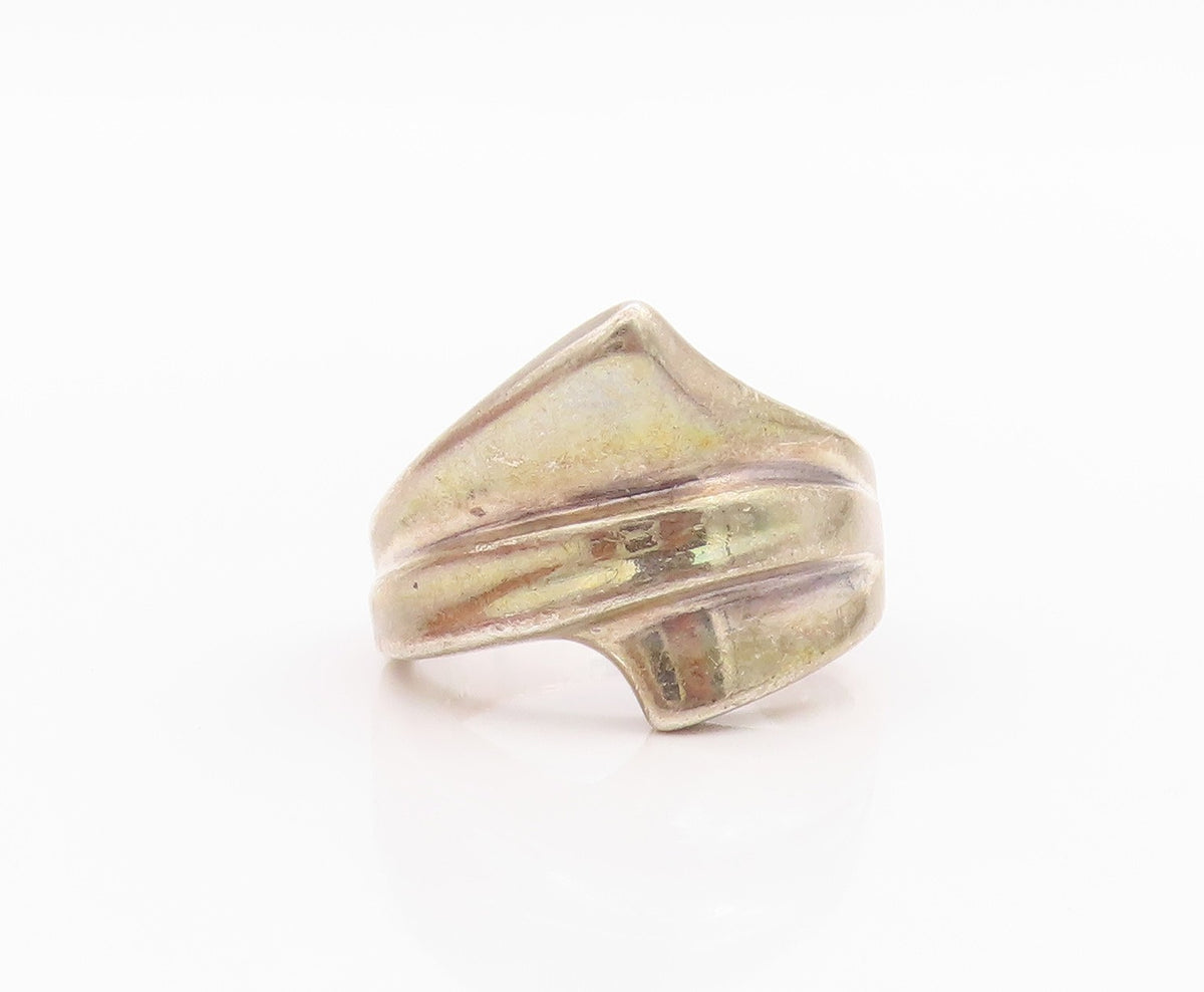 925 Sterling Silver Vintage Ring Minimalist Pointed Top Design  Sz 7  RG33203