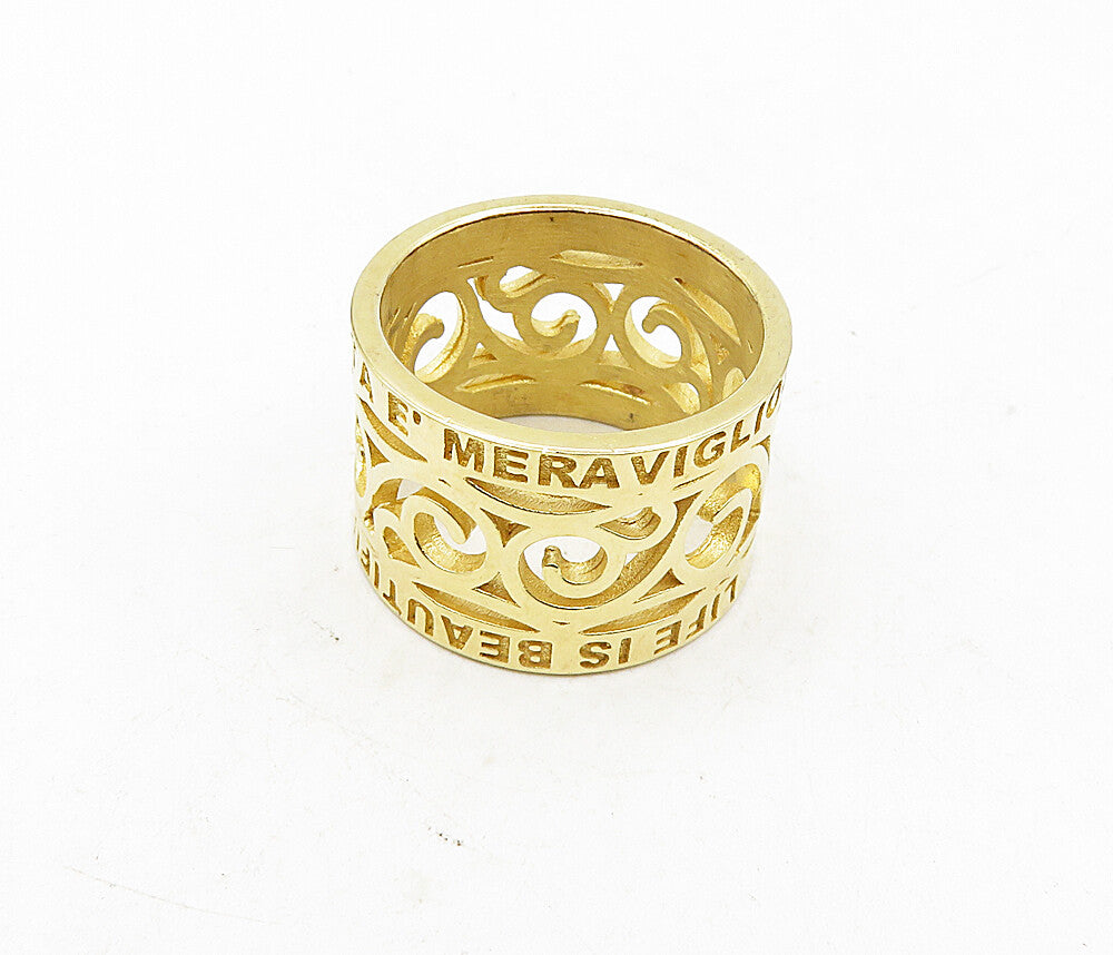 925 Sterling Silver   Shiny Gold Plated Open Swirl Band Ring Sz 10.5  RG9164