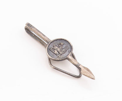 925 Sterling Silver Vintage Tie Clip DENMARK Etched Classic Lion Emblem  TR3955