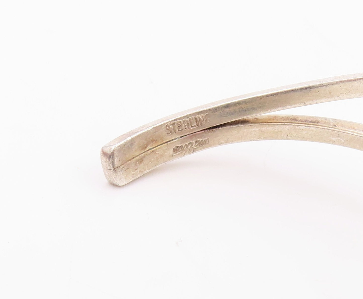925 Sterling Silver Vintage Bracelet Oval Enameled Landscape Cuff  BT10784