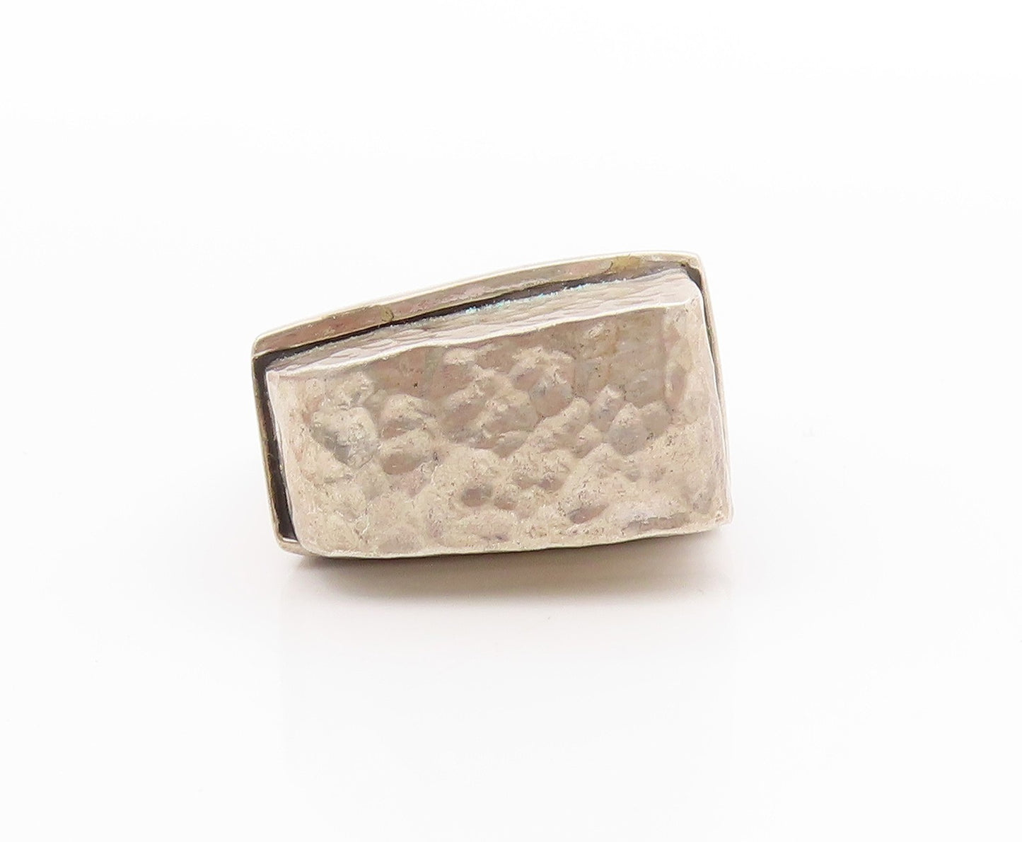 925 Sterling Silver Vintage Ring Geometric Hammered Band Heavy  Sz 8  RG33559