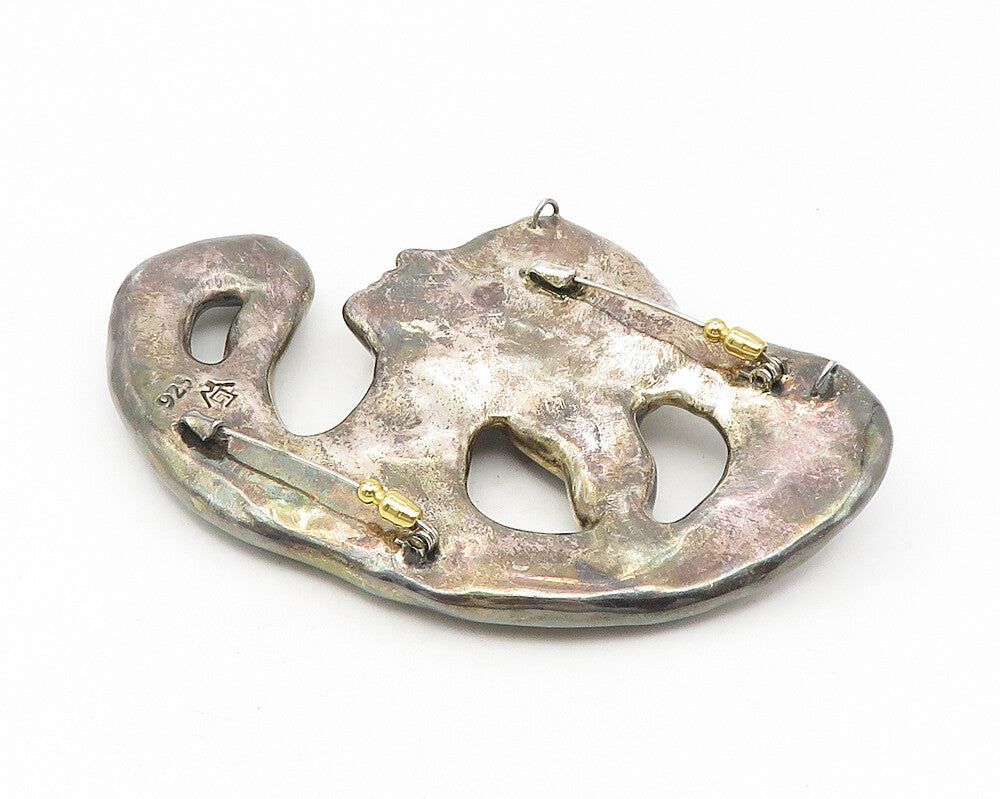 925 Sterling Silver  Vintage Dark Tone Sculpted Woman Motif Brooch Pin  BP4188
