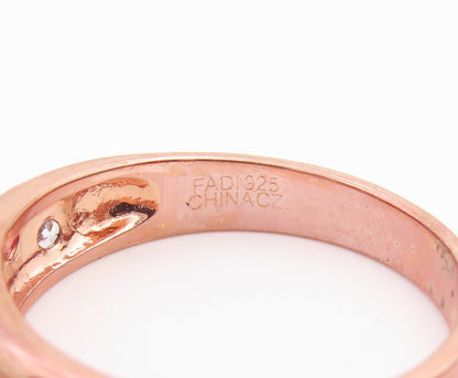 925 Sterling Silver Vintage Ring Gold Plated Pink & White CZ Dome Sz 7.5 RG35788