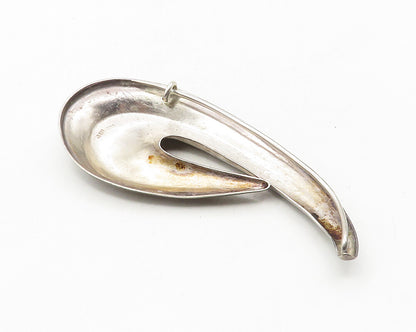 ZINA 925 Sterling Silver  Vintage Smooth Dark Tone Swirl Brooch Pin  BP4137
