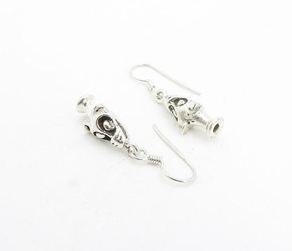 925 Sterling Silver  Vintage Shiny Petite Dragon's Head Drop Earrings  EG3681