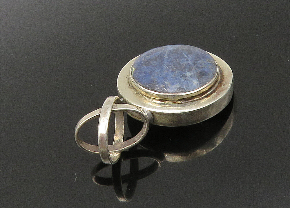 MEXICO 925 Sterling Silver  Vintage Sodalite Crossed Bail Pendant  PT18643