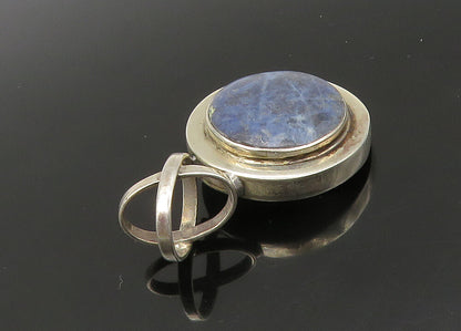 MEXICO 925 Sterling Silver  Vintage Sodalite Crossed Bail Pendant  PT18643