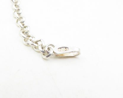 925 Silver  Vintage Topaz & Mother Of Pearl Clover Heart Chain Bracelet BT4595