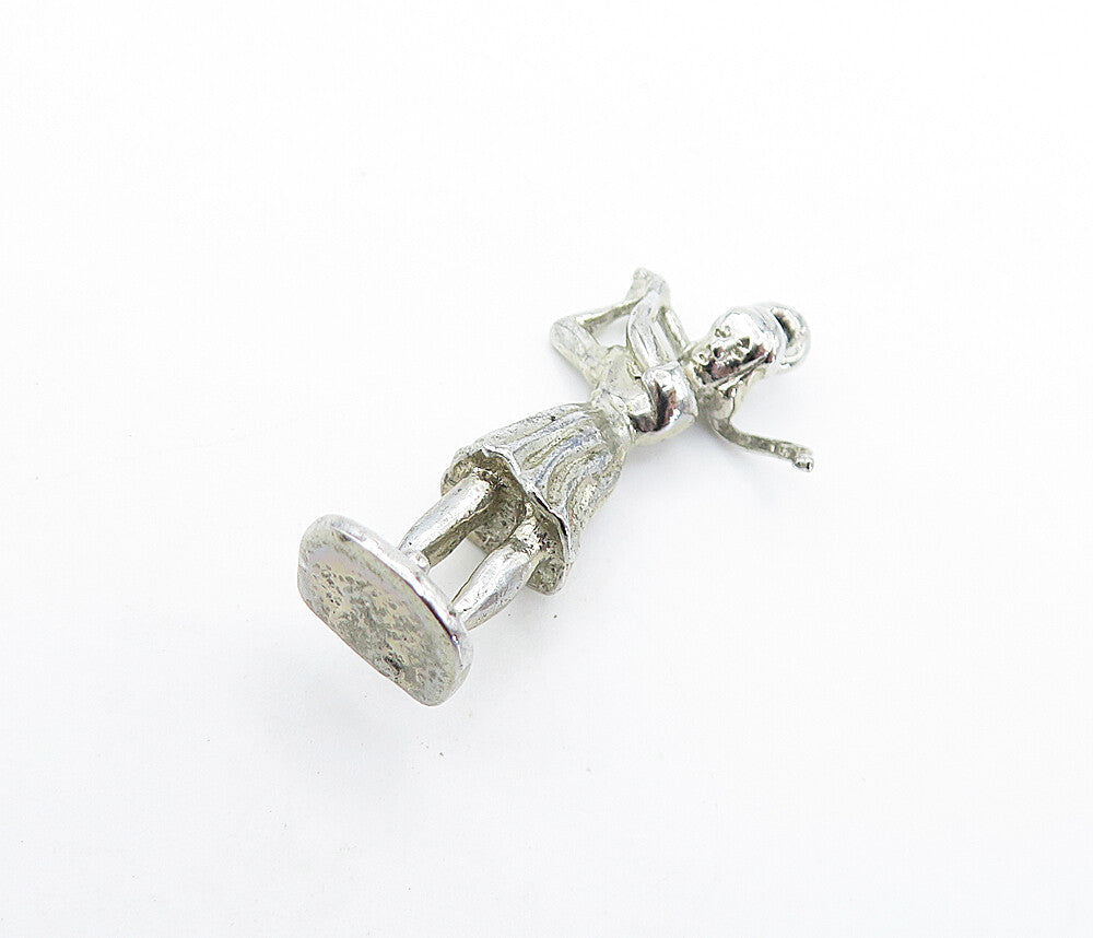 925 Sterling Silver  Vintage Petite Shiny Woman Playing Golf Pendant  PT4941