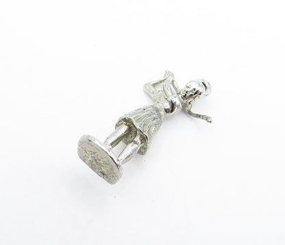 925 Sterling Silver  Vintage Petite Shiny Woman Playing Golf Pendant  PT4941