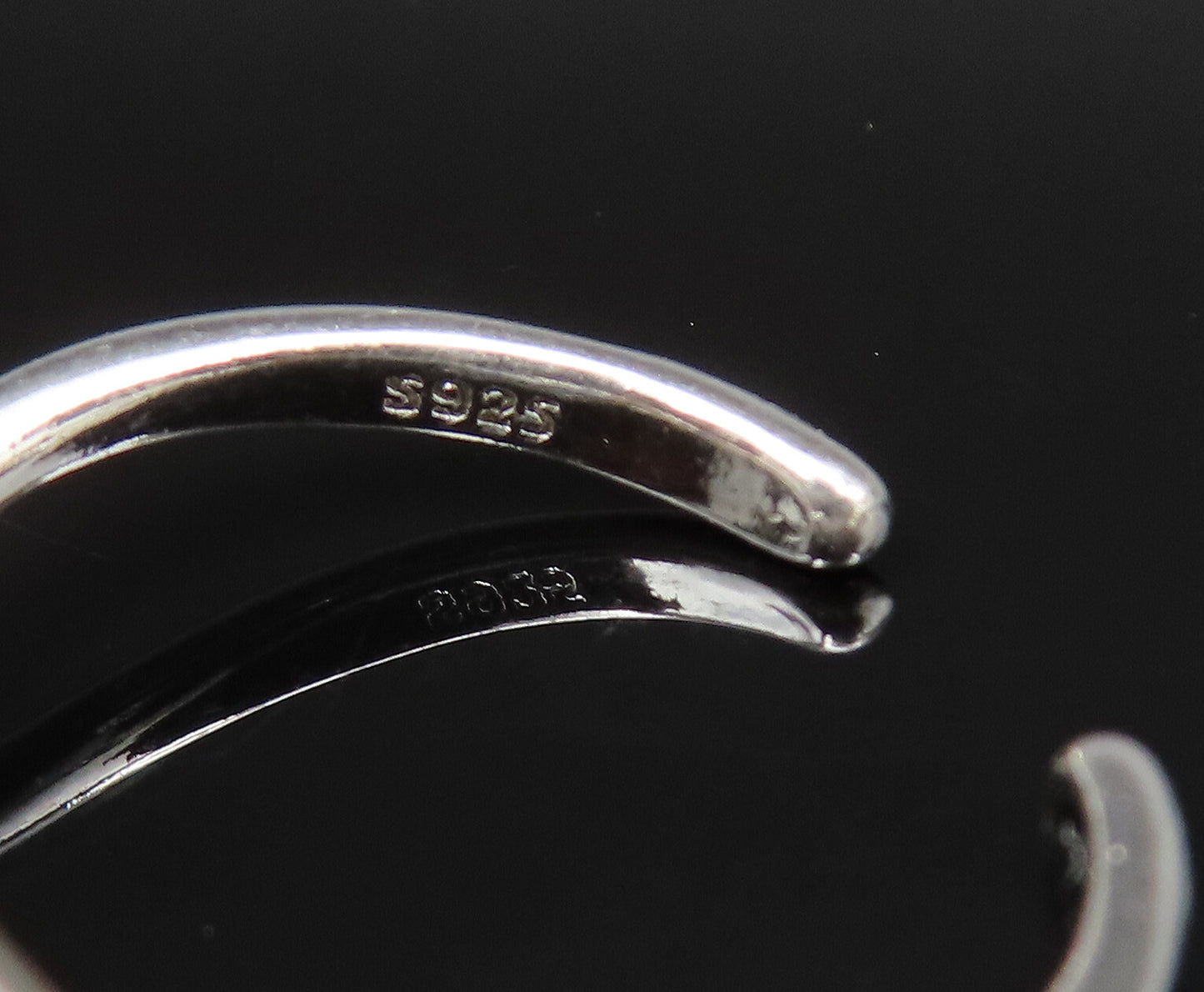 925 Silver  Vintage Minimalist Dainty Open Swirl Adjustable Ring Sz 7  RG25679