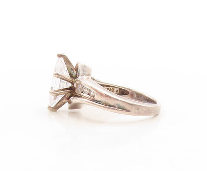 925 Sterling Silver Vintage Ring Minimalist Marquise & Round CZ  Sz 5  RG31232