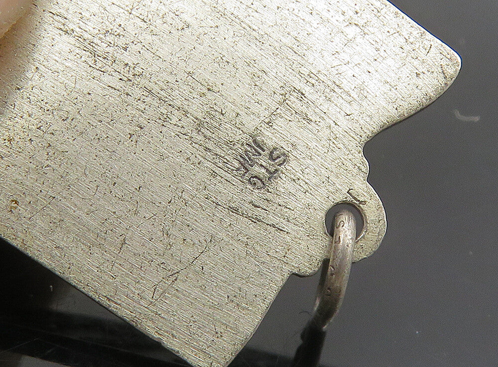 925 Sterling Silver  Vintage Dark Tone Ohio State Map Motif Pendant  PT19503