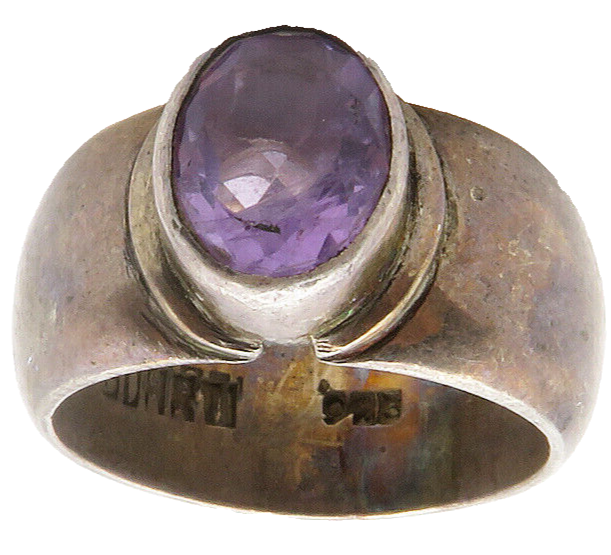 SUARTI 925 Silver  Vintage Amethyst Dark Tone Smooth Band Ring Sz 7  RG13314