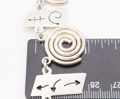 MEXICO 925 Sterling Silver  Vintage Spiral Coil Cutout Plates Necklace  NE4187