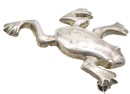 ZINA 925 Sterling Silver  Vintage Dark Tone Frog Motif Brooch Pin  BP3626