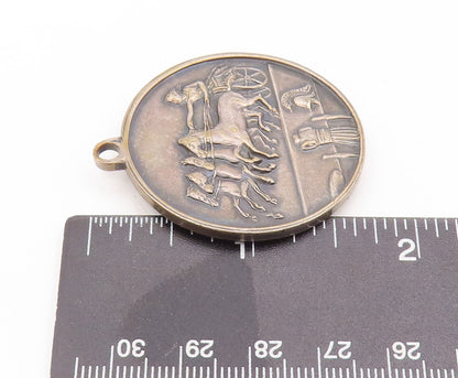 925 Sterling Silver Vintage Pendant Ancient Greek Carved Roman Man Coin  PT23129