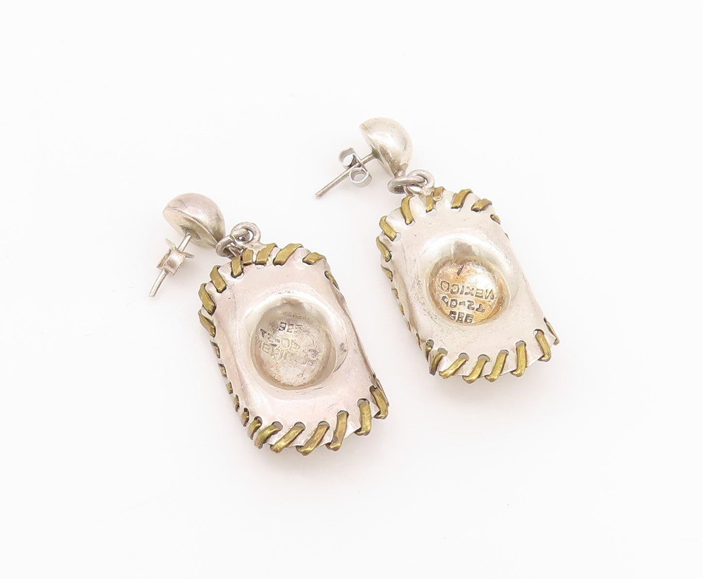 925 Sterling Silver Vintage Earrings MEXICO Dangling Cutout Cowboy Hat  EG13624