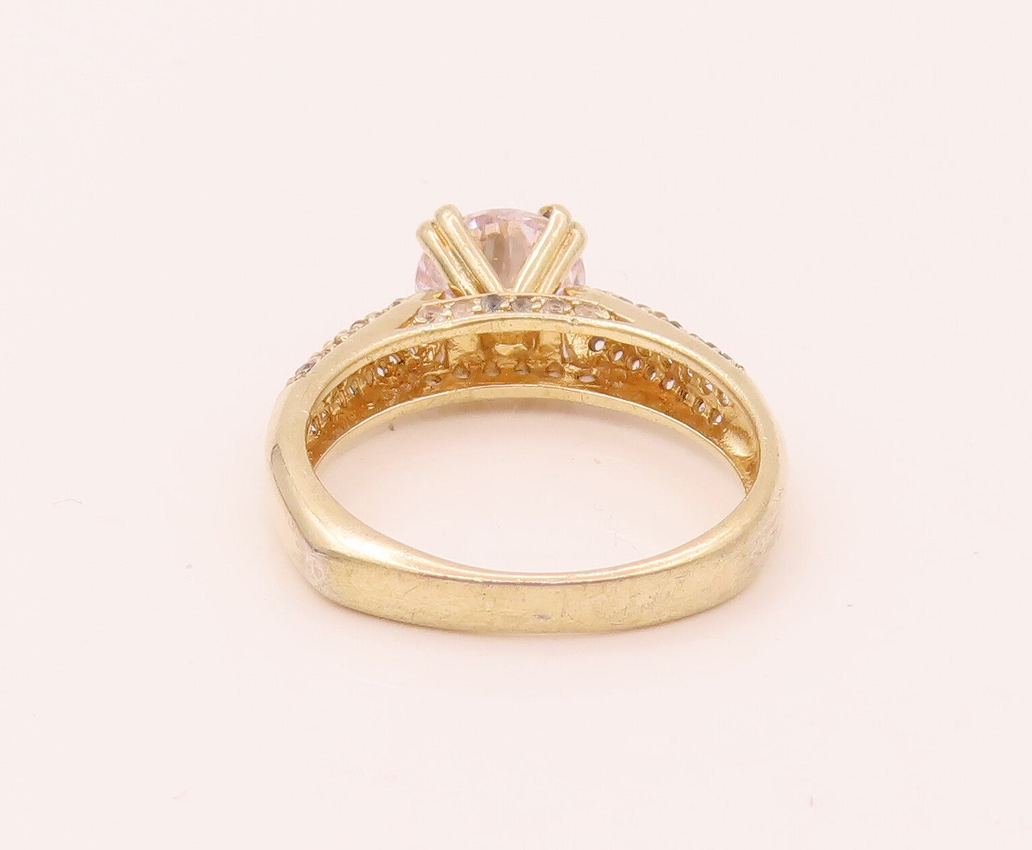 925 Sterling Silver  Vintage Gold Plated Princess Cut CZ Ring Sz 8  RG26577